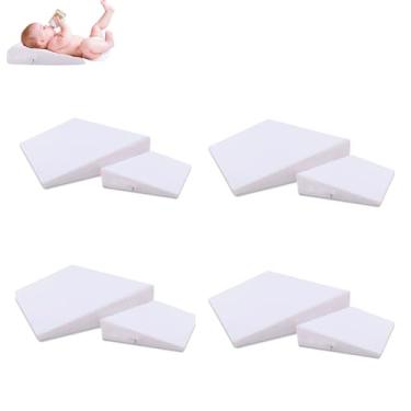 Imagem de Kit com 4 Travesseiros Anti Refluxo (2 Antirefluxo Berço Cama + 2 Anti Refluxo Carrinho) com Capa Removivel Lavável Branco Unissex