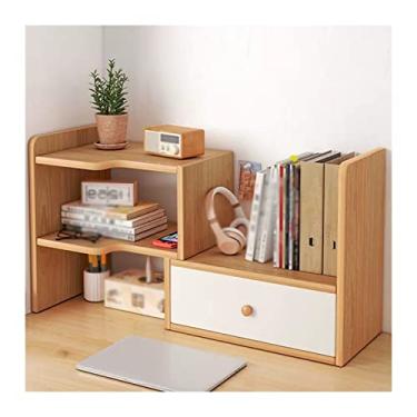 Imagem de Armário de arquivo de 2 camadas de canto de madeira para mesa de mesa ajustável organizador de armazenamento de mesa prateleira de exibição rack com 1 gaveta pequena independente organizador de