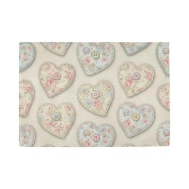 Imagem de Burbuja Jogo americano com botão de coração, conjunto de 4, tapetes de mesa laváveis antiderrapantes, resistentes ao calor, para cozinha, mesa de jantar, ambientes internos e externos