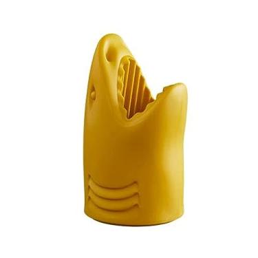 Imagem de CFGH6FDF Suporte de guarda-chuva em forma de tubarão, suporte de guarda-chuva, prateleira de balde de guarda-chuva, caixa de armazenamento de entrada independente para escritório em casa (amarelo)