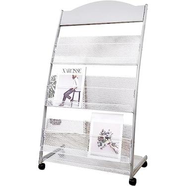 Imagem de Porta-revistas independente, suporte de jornal, design de várias camadas, organizadores de folhetos, suportes com 3 bolsos, para sala de espera, showroom, saguão