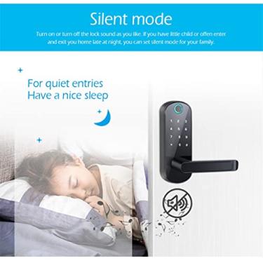 Imagem de Fechadura eletrônica inteligente com impressão digital fechadura de segurança inteligente fechadura biométrica de porta com aplicativo (cor: esquerda dentro) (esquerda dentro)