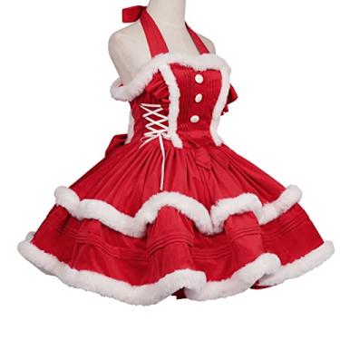 Imagem de Vestido feminino vermelho de Natal com suspensório sem mangas com capa vestido de formatura (grande, vermelho)