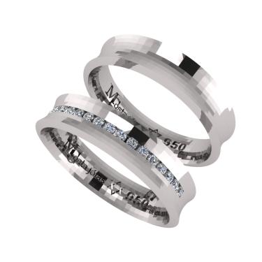 Imagem de Par Alianças De Namoro Em Prata 950  Concava com zirconia