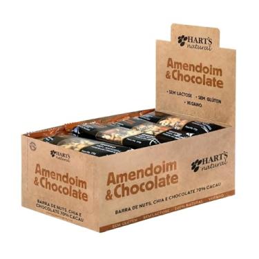 Imagem de Hart's Natural Barra Australia Amendoim & Chocolate 40g, Snack Proteico, Vegano, Sem Glúten e Açúcar, Caixa com 20 Unidades