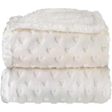 Imagem de Cobertor  Bebe Plush com Sherpa Hearts - LAÇO BEBE, Branco