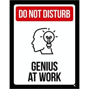 Imagem de Kit 10 Placa Acm Do Not Disturb Genius At Work 18X23 - Sinalizo