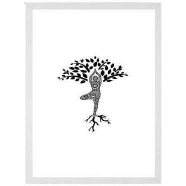 Imagem de Quadro Decorativo Yoga Árvore Moldura Branca 24X18Cm - Quadros On-Line