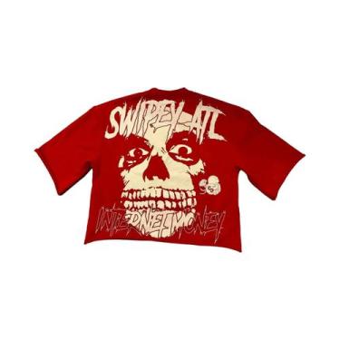 Imagem de Camiseta Masculina Oversized Y2K Retrô Gótica Com Estampa Gráfica De C