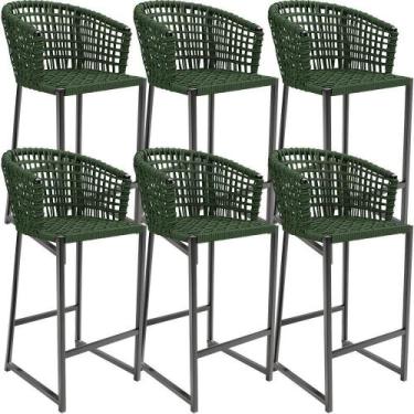 Imagem de Kit 06 Banqueta Área Gourmet Cozinha Varanda D04 Verde - LYAM DECOR