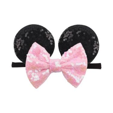 Imagem de Faixas De Cabelo Elásticas Bebê Minnie Mickey Mouse 2.8IN De Nylon Mac