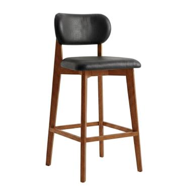 Imagem de Banqueta em Madeira Laura Estofada Couríssimo Preto CCS