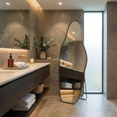 Imagem de Espelho Orgânico Lopazzi Corpo Inteiro 150cm Grande Decorativo Quarto 