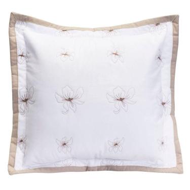 Imagem de Almofada Decorativa Com Refil Istambul Percal 200 Fios 100% Algodão Bordada - Branco