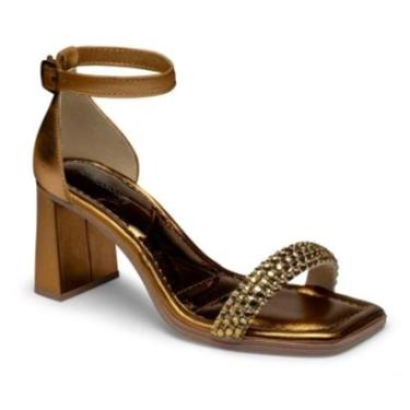 Imagem de Sandália Feminina Salto Bloco Mel Ouro Velho Mississipi MF393-0006-Feminino