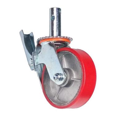 Imagem de Rodízio Giratório Roda Metálica Borracha Andaime 6" Trava Freio 400 kg