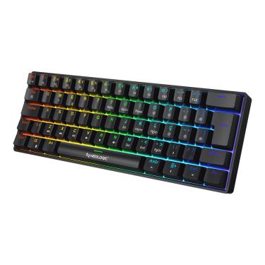 Imagem de Teclado Gamer Mecânico Neologic Precision Pro Dark, 60%, RGB, Hot Swap, 61 Teclas, Switch Blue, Cabo Tipo C, Preto, PROD