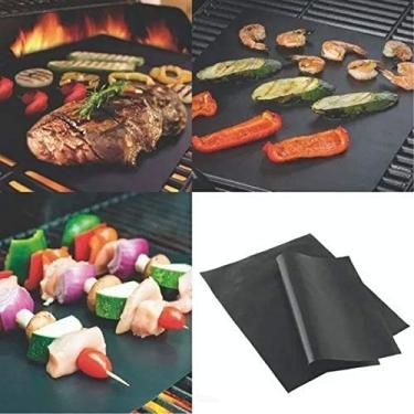 Imagem de Mimo Style Manta Preta Antiaderente Para Churrasco 40cm Feita Em Tecido de Fibra de Vidro com Teflon. Perfeita Para Grelhar Uniformemente e Manter a Umidade dos Alimentos