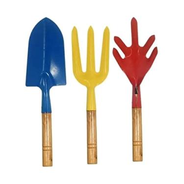 Imagem de Ferramentas Aço Jardinagem 3 Peças Cabo De Bambu, Coloridos