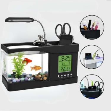 Imagem de Aquário com Relógio Digital Despertador e Temperatura - Rick Imports