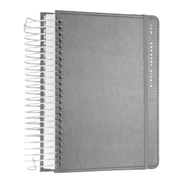 Imagem de Bíblia Nvi Com Espaço Para Anotações Central, Capa Dura Cinza Com Elástico, Espiral, Leitura Perfeit