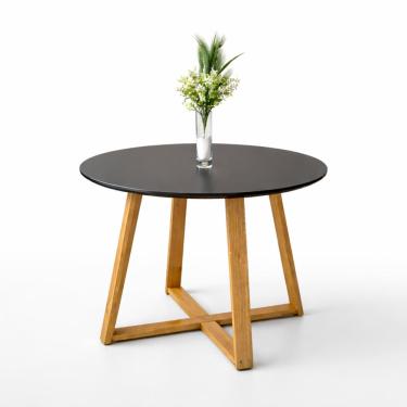 Imagem de Mesa De Jantar Redonda Livia 90cm PretaPés Em Madeira