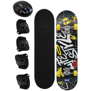 Imagem de Kit Skate Infantil Juvenil Semi Profissional Até 50kg E Kit Proteção C