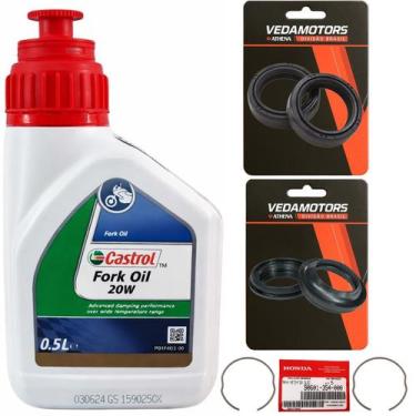 Imagem de Kit Retentor Bengala, Guarda Pó, Trava, Óleo Bros 150, Bros 160 - Veda
