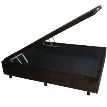 Imagem de Base Box Casal Damasu Turim Smart com Baú largura de 138 cm Marrom Vel