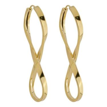 Imagem de Brinco Chato Infinito 34 Mm Em Ouro 18k 750 Dourado - Jetta