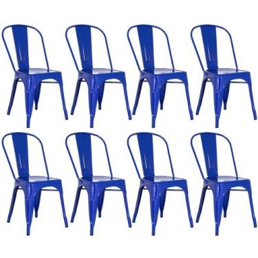 Imagem de Laraz, Kit 8 Cadeiras Iron Tolix Azul Escuro