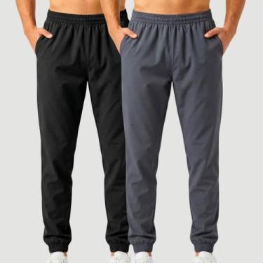 Imagem de Kit com 2 Calças Jogger Masculinas em Tactel Leve para Academia Treino