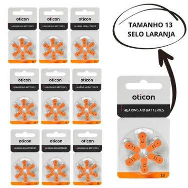 Imagem de Bateria Oticon Tamanho 13 60 Pilhas Zinc Air Alta Durabilidade