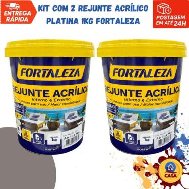 Imagem de Rejunte Acrílico Platina 1Kg - Fortaleza - Kit com 2 unidades