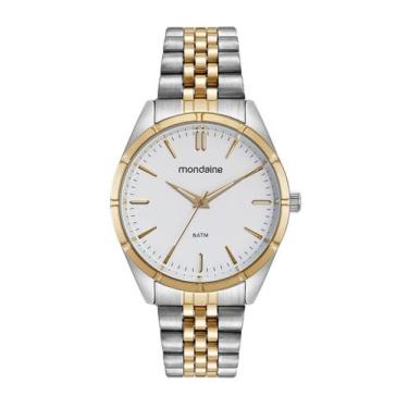 Imagem de Relogio Mondaine Feminino dourado e prata bicolor misto grande luxo mo