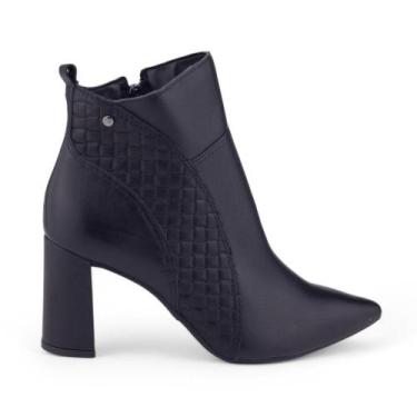 Imagem de Bota Feminina Tanara T8913 Couro cano curto bico fino, 39, Preto