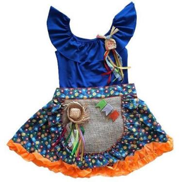 Imagem de Fantasia vestido caipira festa junina infantil 3 peças - MC Presentes,