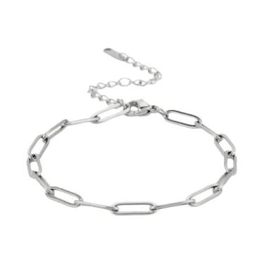 Imagem de Pulseira Feminina Minimalista De Aço Inoxidável Com Corrente Elo Paper