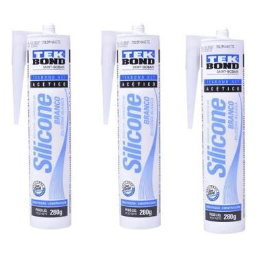 Imagem de 3 Unidades Silicone Branco Acético Vedação 280g Tek Bond - TEKBOND, Br