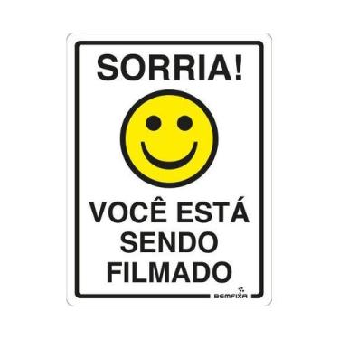 Imagem de Placa de sinalização SORRIA VOCÊ ESTA SENDO FILMADO - Bemfixa