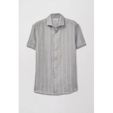 Imagem de Camisa Oficina Reserva Linho Roma Listra Mc Cinza, 4, Cinza