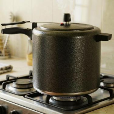 Imagem de Panela de Pressão 10 L Grande Preta Craqueada Alumínio Forte - GRENADA