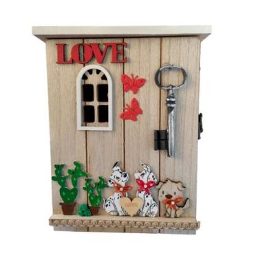 Imagem de Porta Chave em Madeira com Porta Decorado - Artesanal