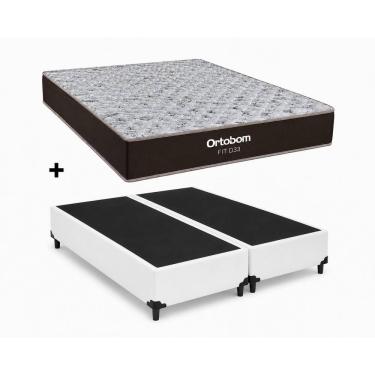 Imagem de Cama Box Base Casal Bipartido Branco Colchão Fit D33 Espuma 138x188 - Ortobom