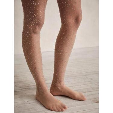 Imagem de Meia-calça Feminina De Verão Com Strass Brilhantes, Malha De Nylon Tra