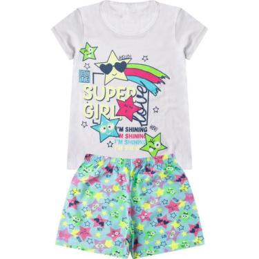 Imagem de Pijama Verão Menina Curto Algodão Kappes Branco, 12, Branco