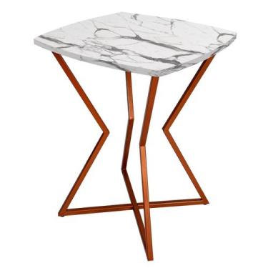 Imagem de Mesa de Canto Lateral Alta Quadrada para Sala Austria - Cobre Vulcano 