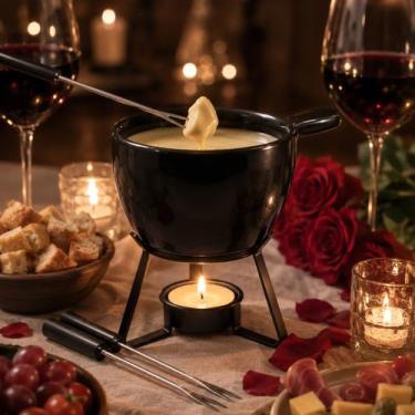 Imagem de Aparelho de fondue 4 pecas bariloche preto 250ml - GNJ HOME DECOR