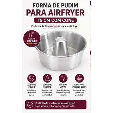 Imagem de Forma de Pudim para Airfryer 19cm em Alumínio com Cone - Panela e Cia