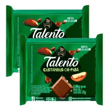 Imagem de Kit 2 Chocolate Garoto Talento Castanha do Pará 25g
